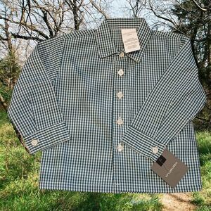 Van Heusen Blue & White Checkered Button Down Shirt Boys 12 Months NWT